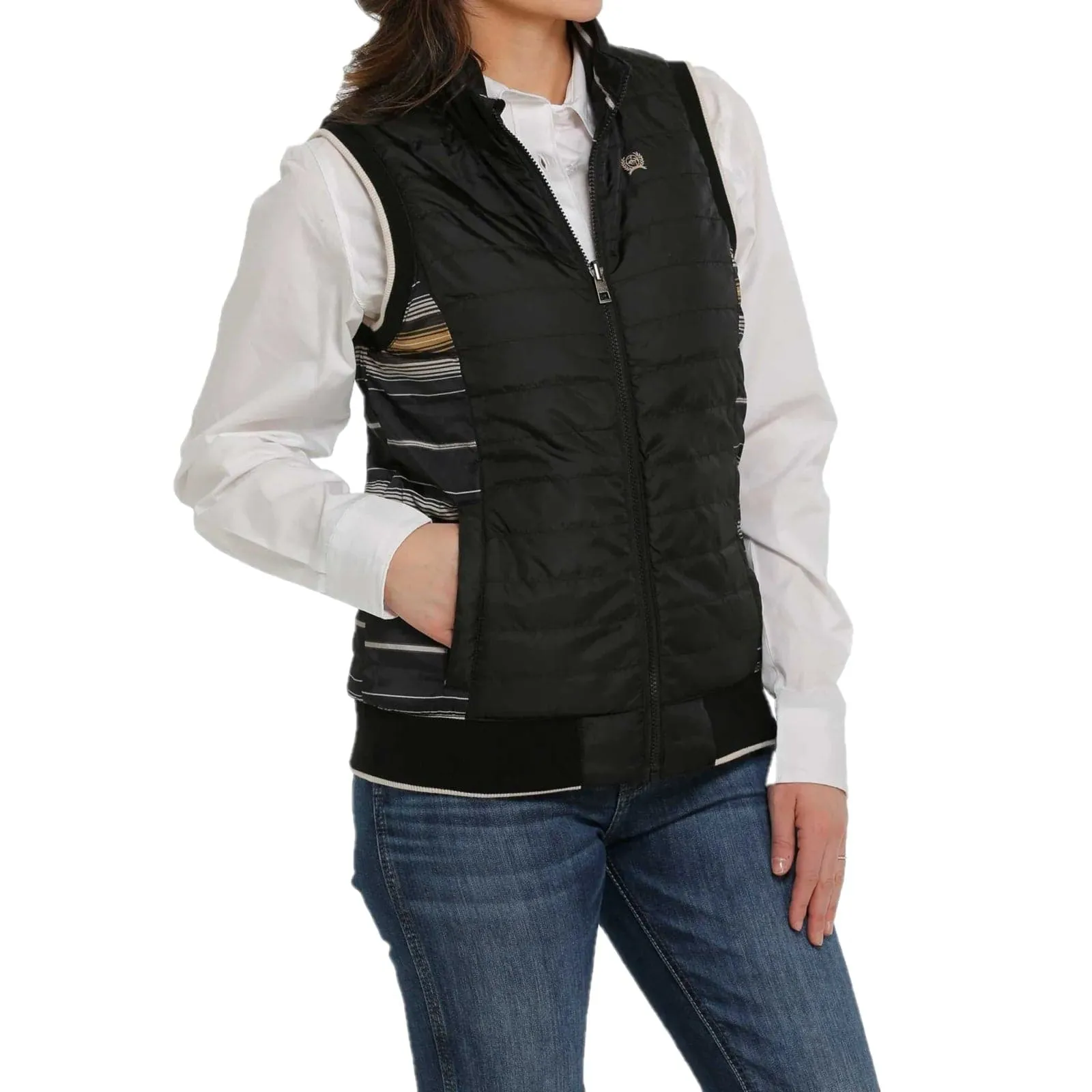 Cruel Girl Women's Striped Black Reversible Vest