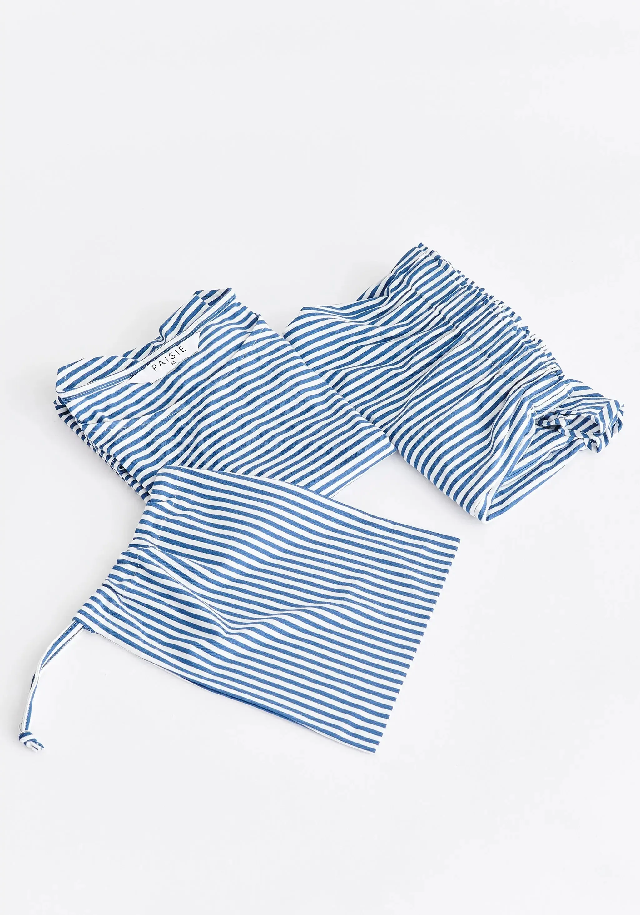 Dark Blue and White Pyjama Vest Top Set With Matching Overnight Pouch