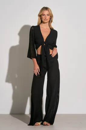 Elan Corinne Front Tie Crochet Cardigan(Top Only)