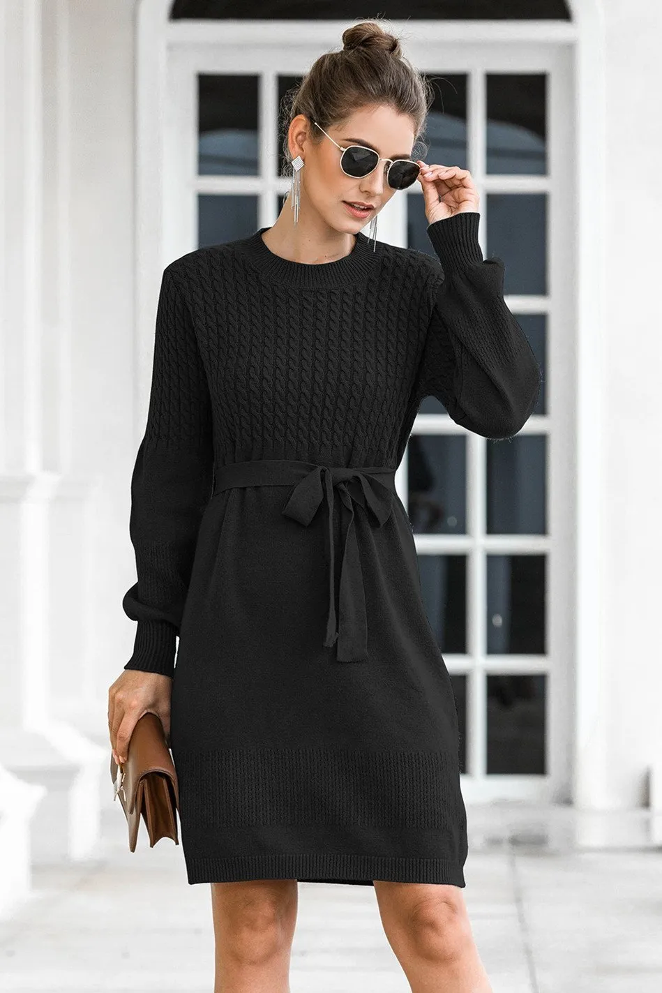 Elegant Soft Belt A-line Knitted Dress