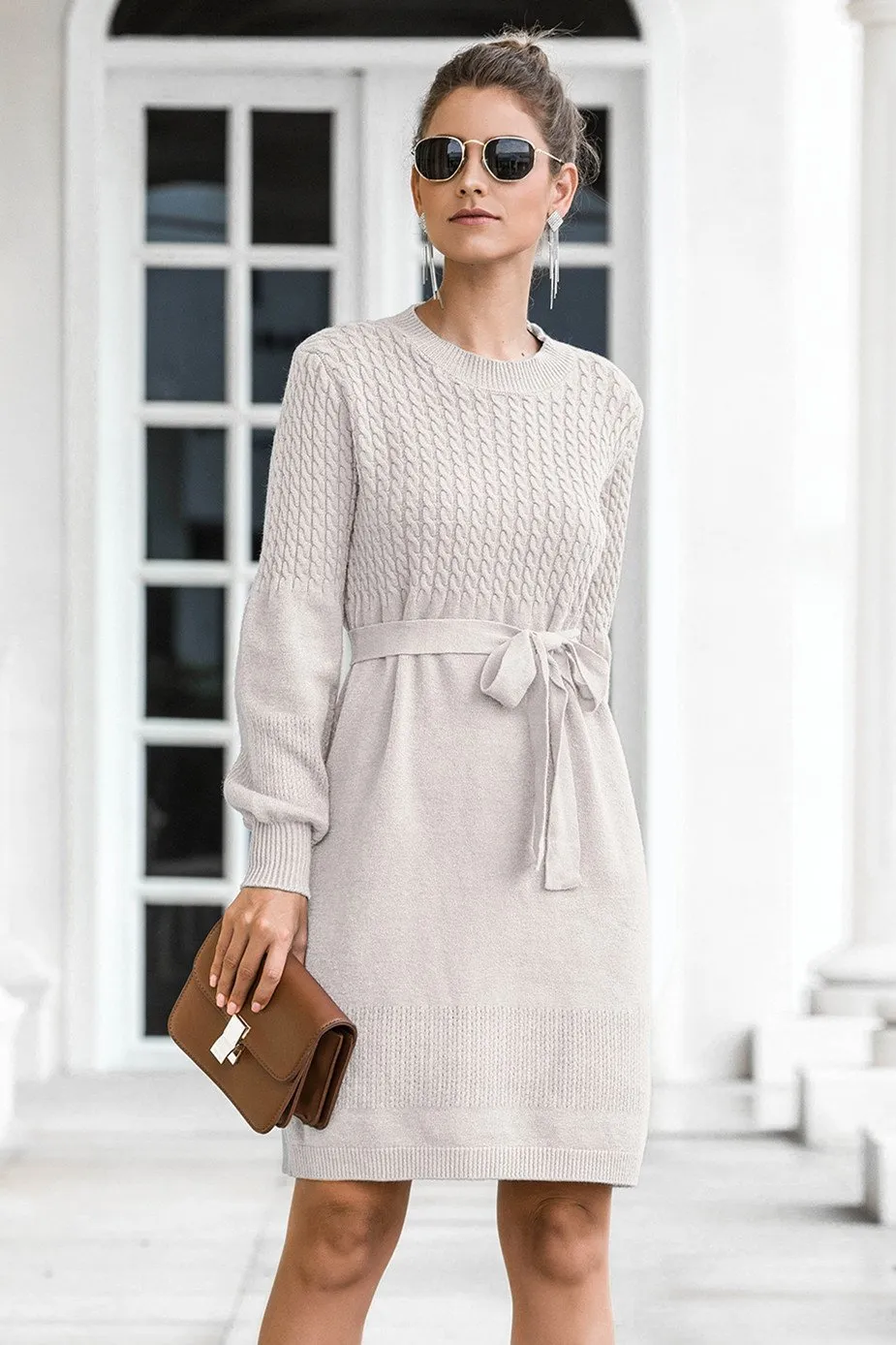 Elegant Soft Belt A-line Knitted Dress