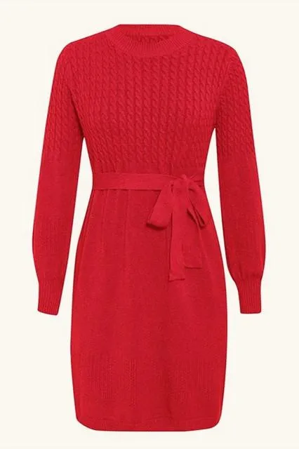 Elegant Soft Belt A-line Knitted Dress