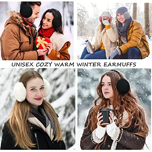 Eyegla Winter Ear Muffs for Women Men Faux Fur Warm Earmuffs Foldable Fleece Ear Warmers for Women Outdoor Winter Ear Cover for Girls,Grey