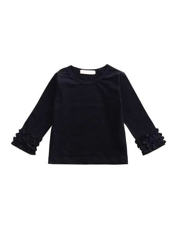 Fall & Autumn Baby Little Girl Round Collar Long Sleeves Cotton Top