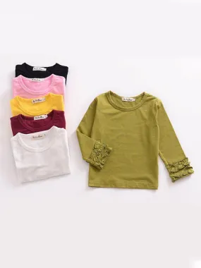 Fall & Autumn Baby Little Girl Round Collar Long Sleeves Cotton Top