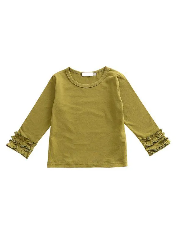 Fall & Autumn Baby Little Girl Round Collar Long Sleeves Cotton Top