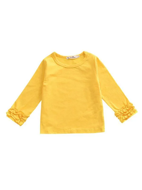 Fall & Autumn Baby Little Girl Round Collar Long Sleeves Cotton Top