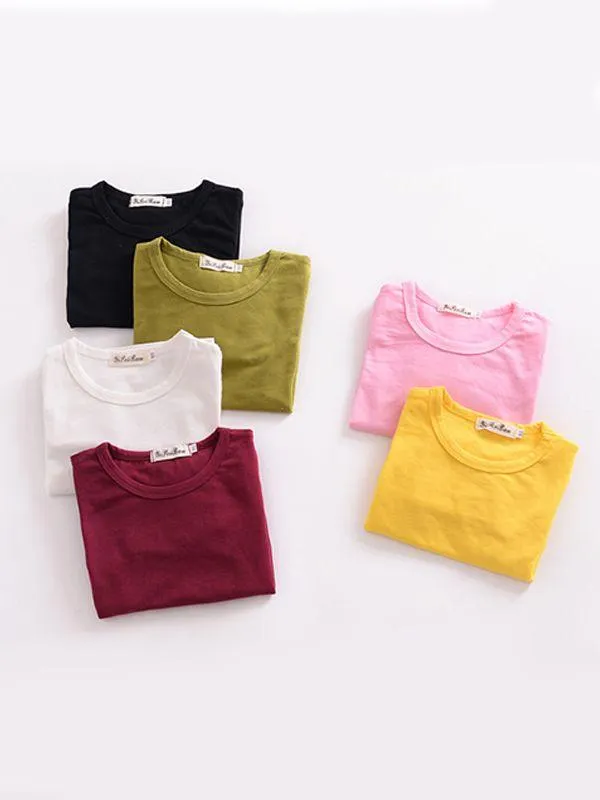 Fall & Autumn Baby Little Girl Round Collar Long Sleeves Cotton Top
