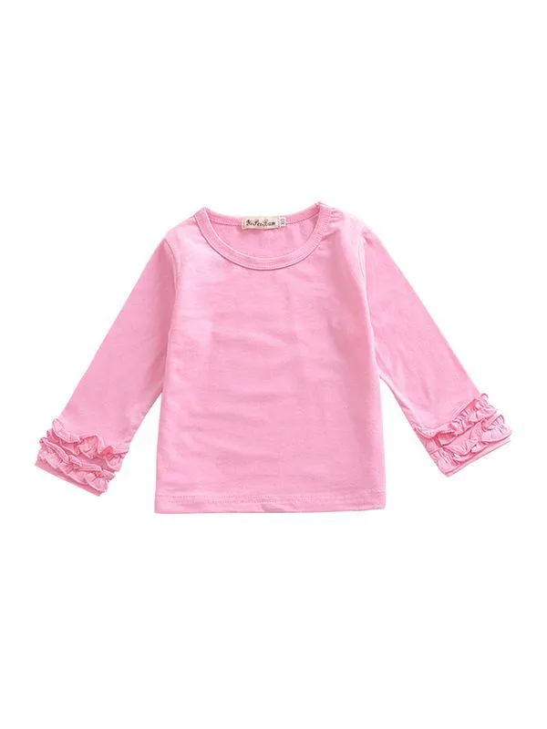 Fall & Autumn Baby Little Girl Round Collar Long Sleeves Cotton Top