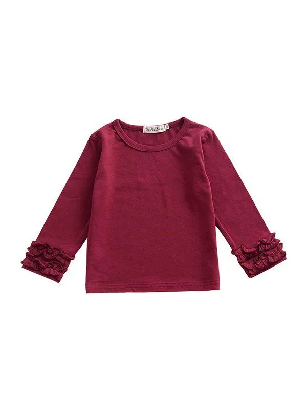 Fall & Autumn Baby Little Girl Round Collar Long Sleeves Cotton Top