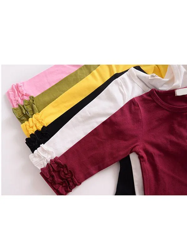 Fall & Autumn Baby Little Girl Round Collar Long Sleeves Cotton Top