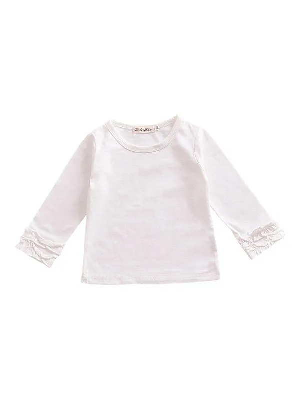 Fall & Autumn Baby Little Girl Round Collar Long Sleeves Cotton Top