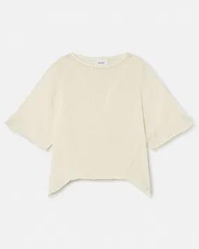 FLARED KNIT LINEN SWEATER - WHITE