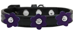 Flower Premium Collar Black With Purple Flowers Size 20