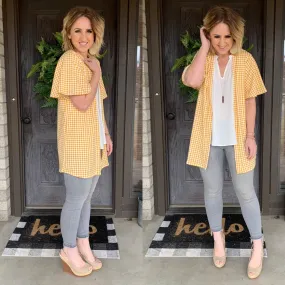 Flutter Sleeve Cardi in Mustard Gingham