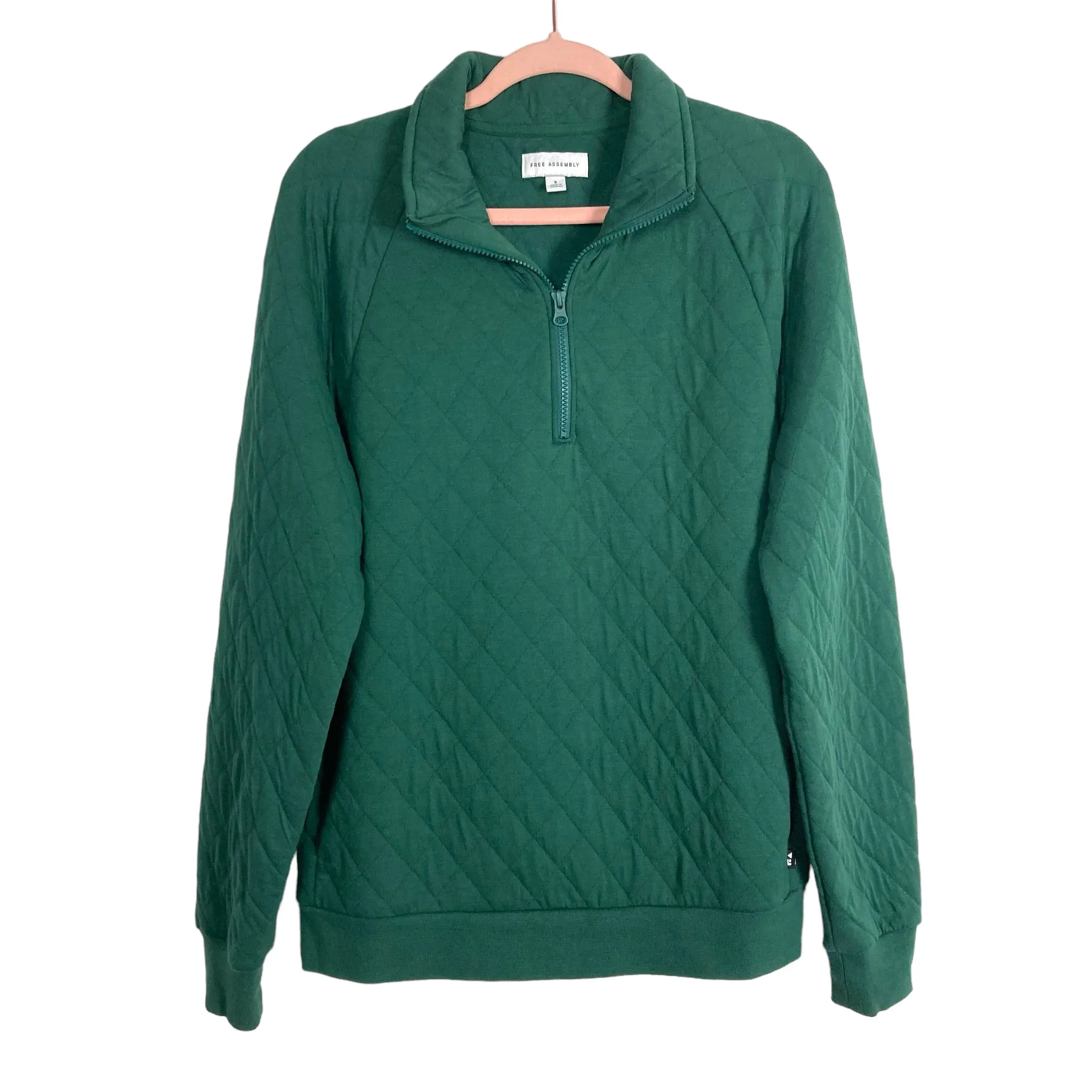 Free Assembly MEN's Forest Green Diamond Quilted Jersey Pullover- Size S (sold out online)