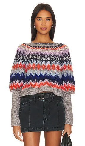 Free People Home For The Holidays Pullover in Grey