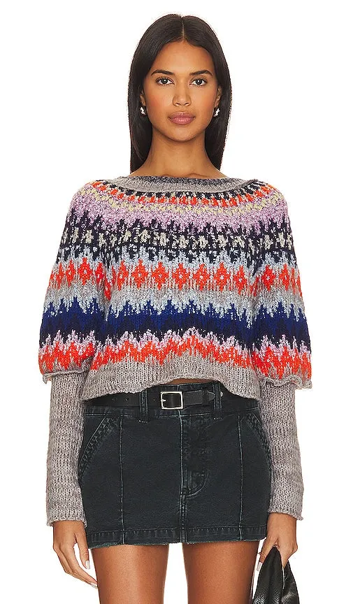 Free People Home For The Holidays Pullover in Grey