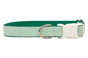 Full Court Green Seersucker Dog Collar