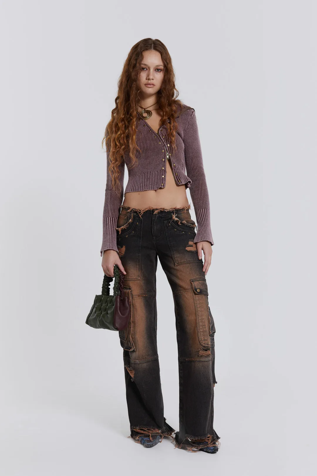 Gaia Knitted Asymmetric Top With Studs