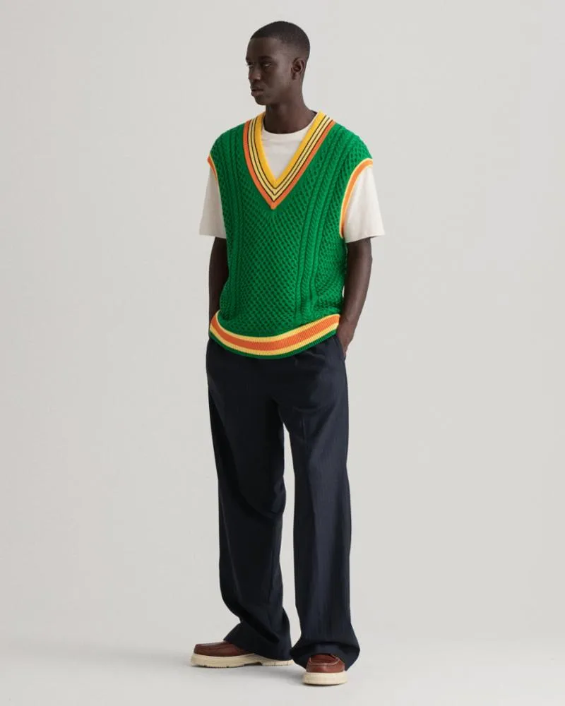 Gant Apparel Mens CABLE SLIPOVER 316/LAVISH GREEN