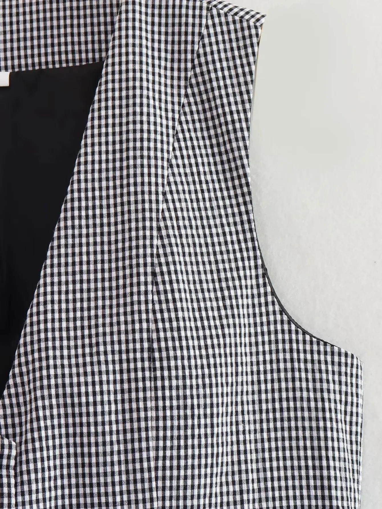 Gingham Print Statement Vest Tops