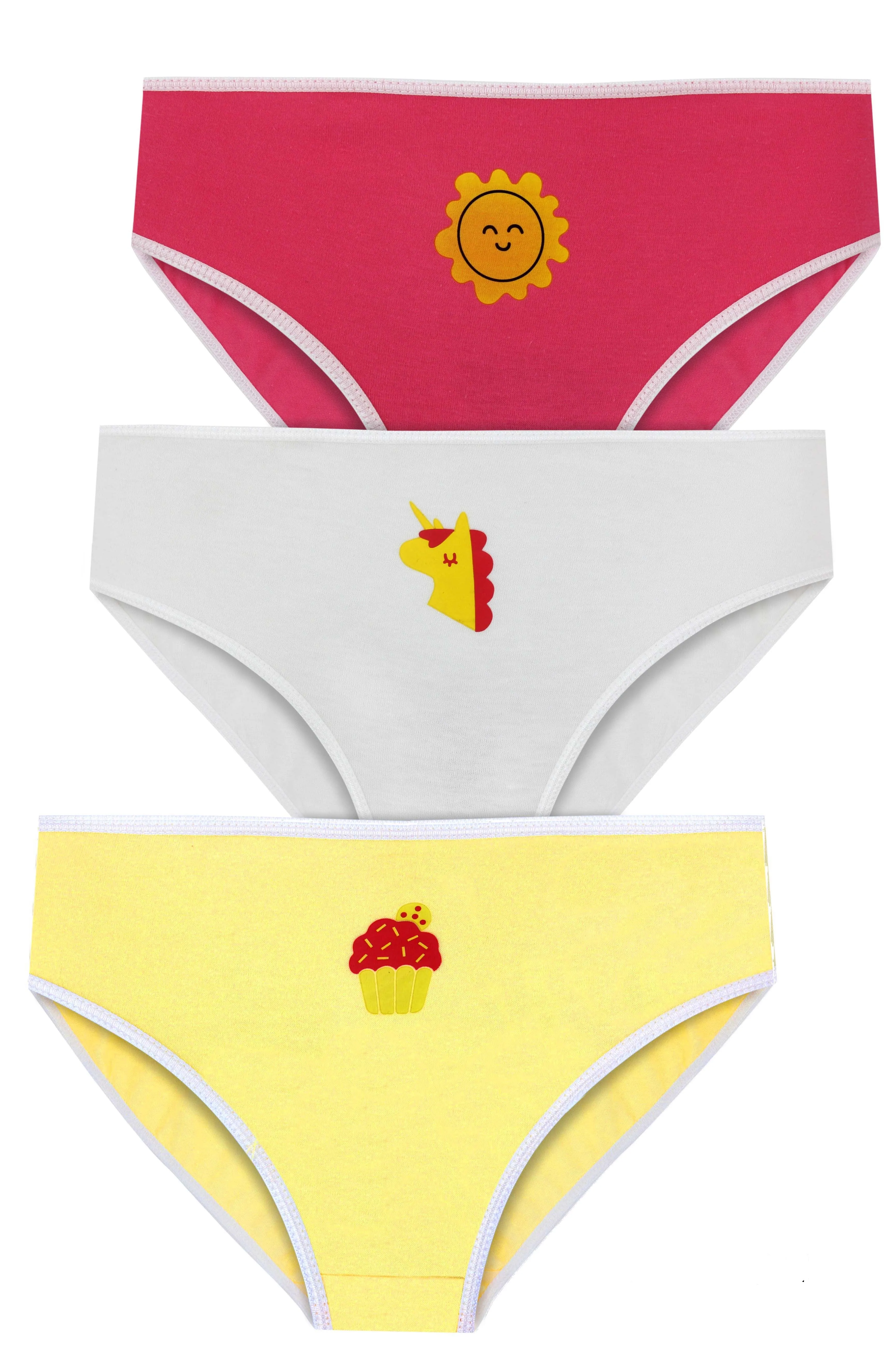 Girl's 100% Cotton Slip Underwear, 3 Per Pack