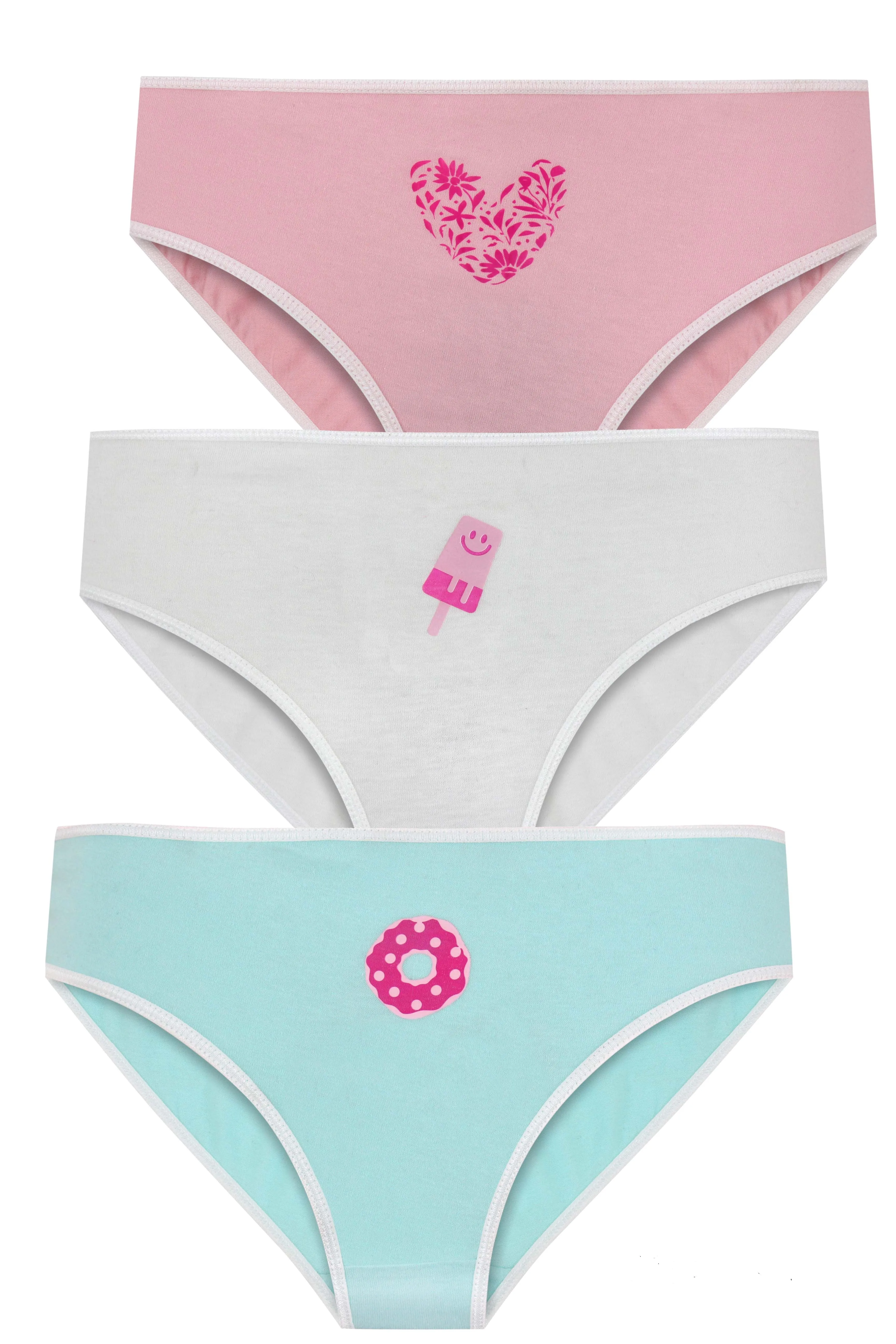 Girl's 100% Cotton Slip Underwear, 3 Per Pack