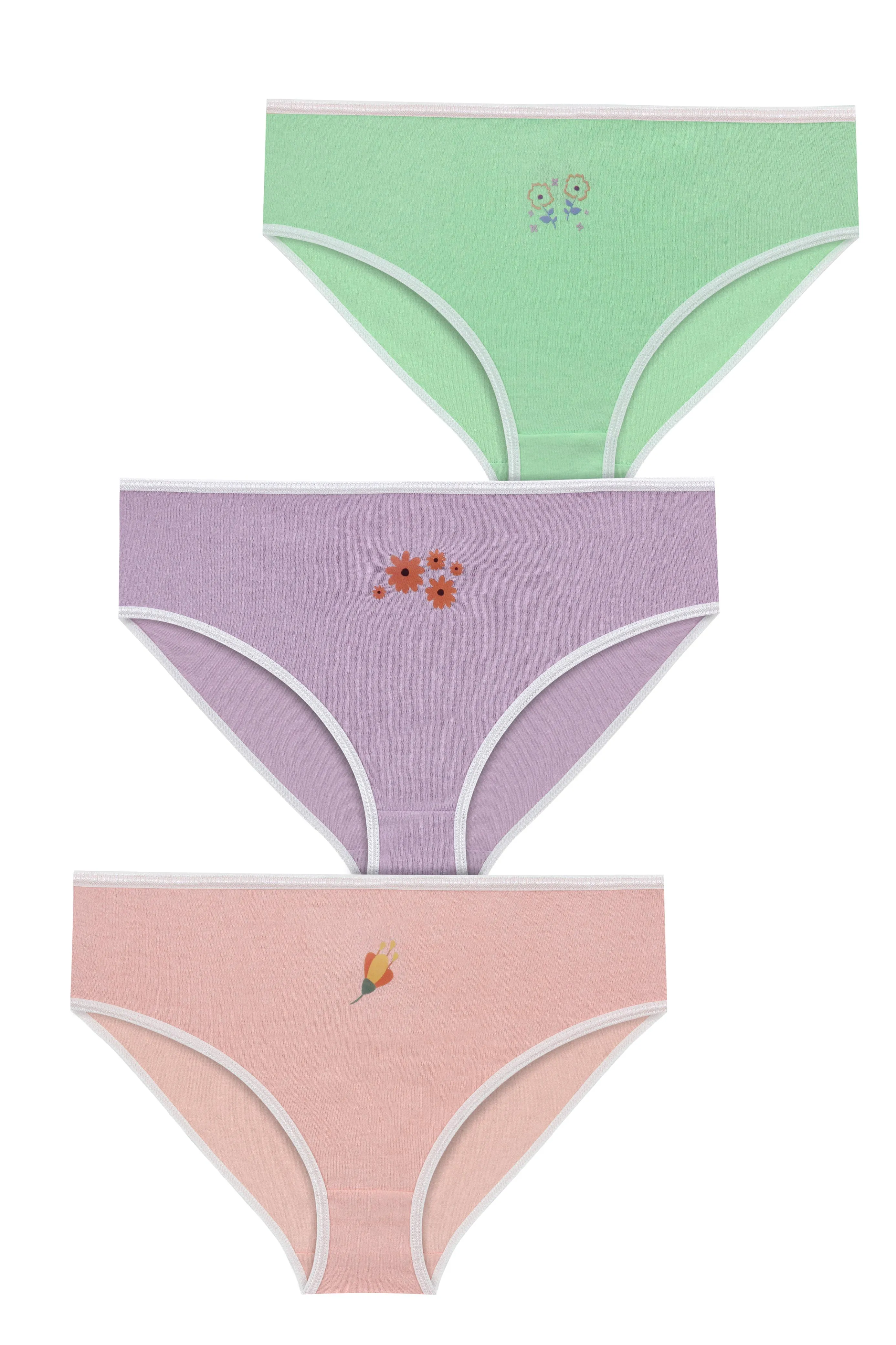 Girl's 100% Cotton Slip Underwear, 3 Per Pack