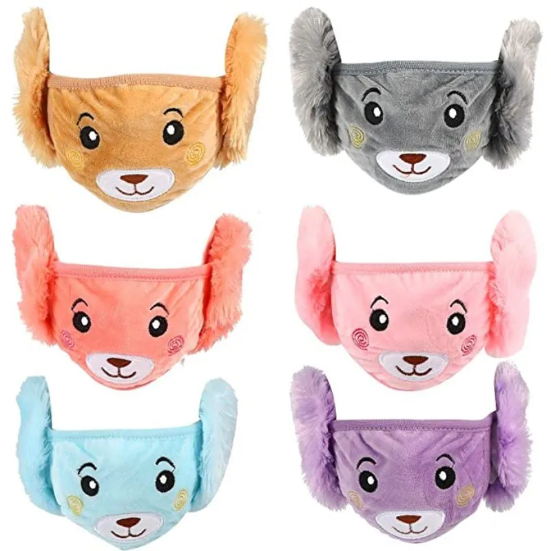 Girls/Boys Warm Winter Synthetic Face Mask with Plush Ear Muffs Covers 