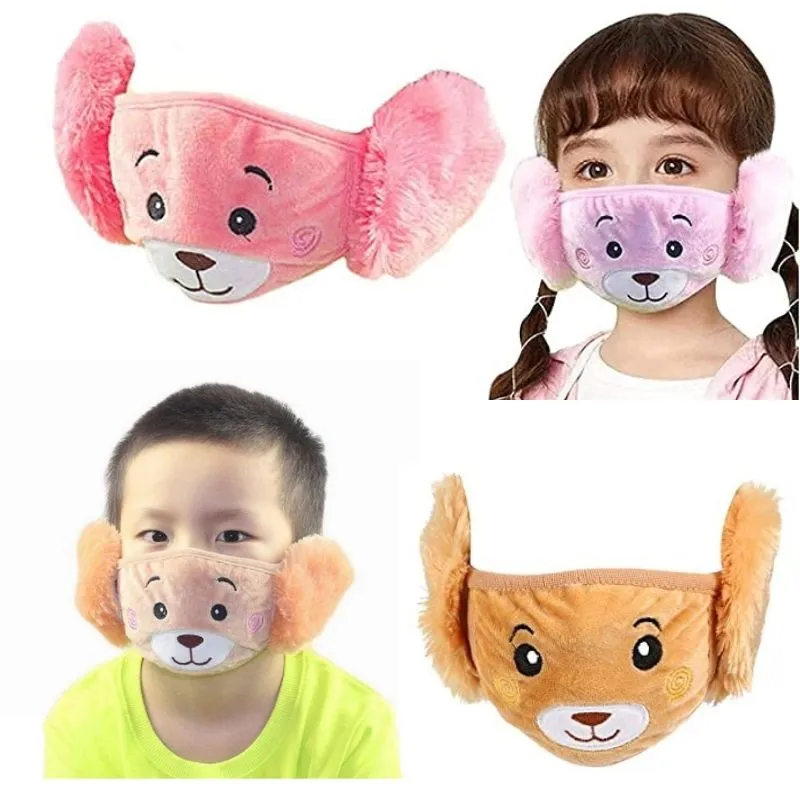 Girls/Boys Warm Winter Synthetic Face Mask with Plush Ear Muffs Covers 