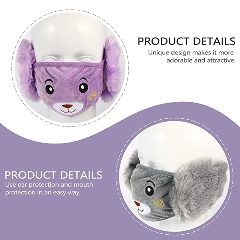 Girls/Boys Warm Winter Synthetic Face Mask with Plush Ear Muffs Covers 