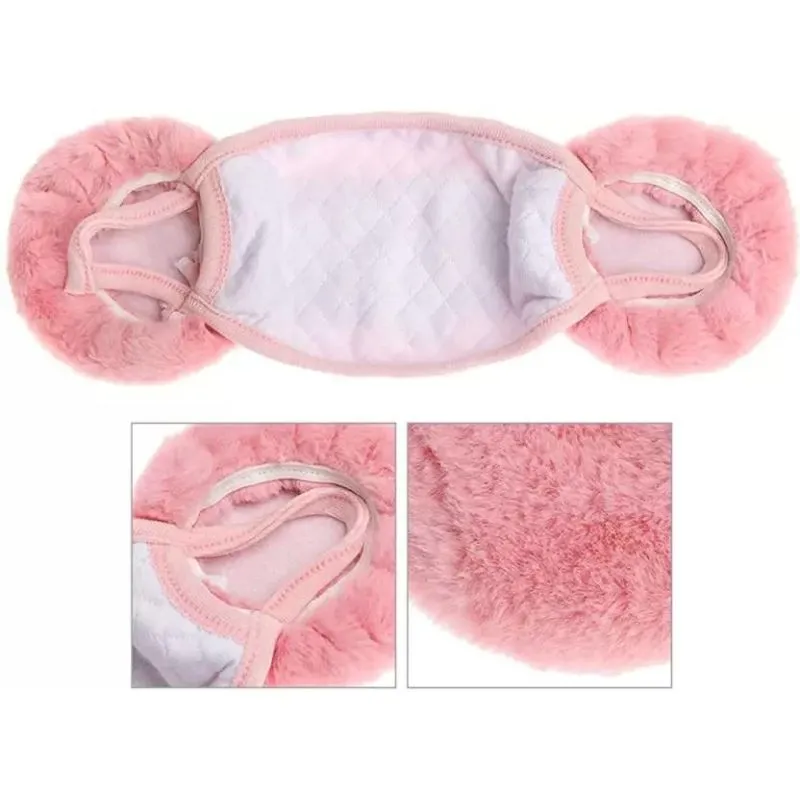 Girls/Boys Warm Winter Synthetic Face Mask with Plush Ear Muffs Covers 