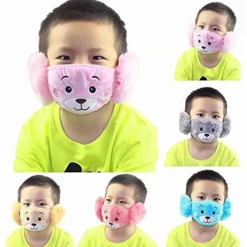 Girls/Boys Warm Winter Synthetic Face Mask with Plush Ear Muffs Covers 