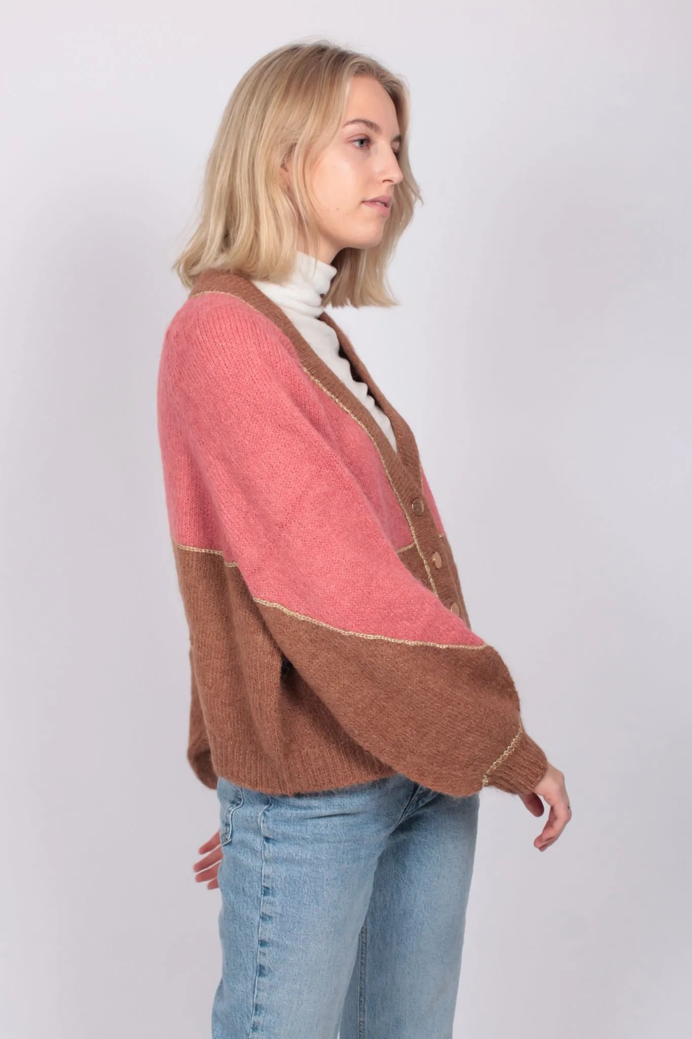Golden Knit Cardigan - Camel Combo