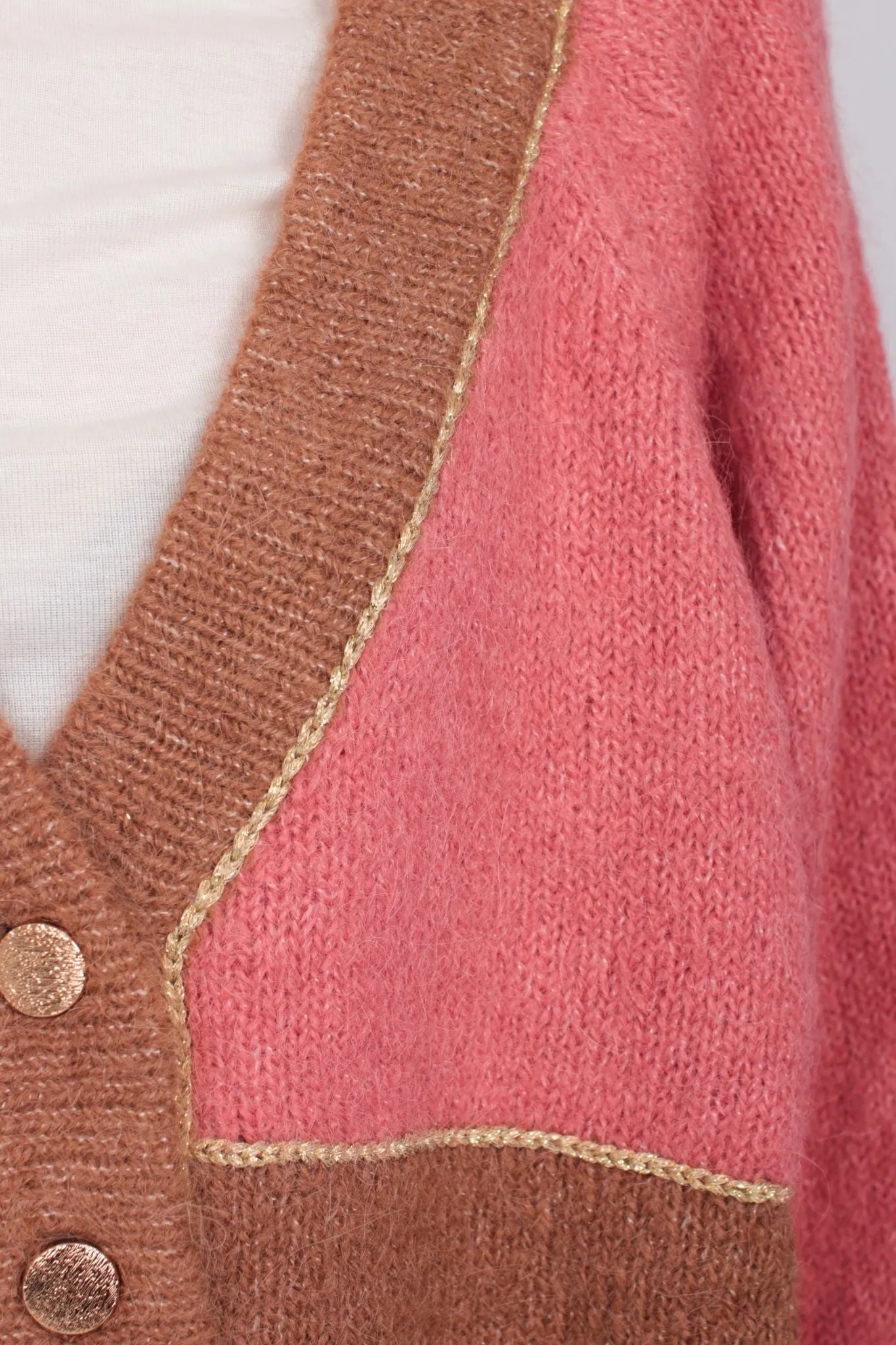 Golden Knit Cardigan - Camel Combo