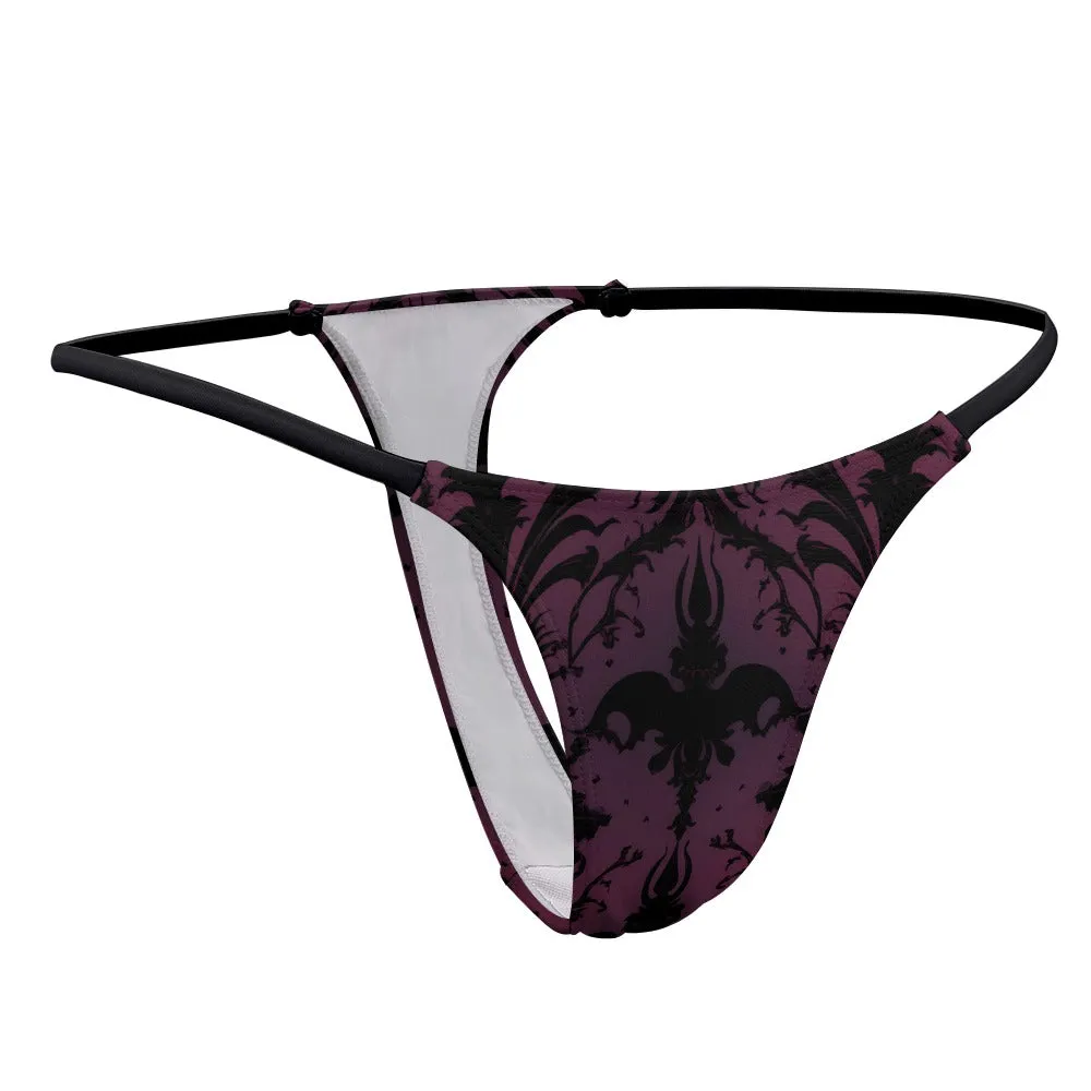 Gothic Purple And Black Thin Thong