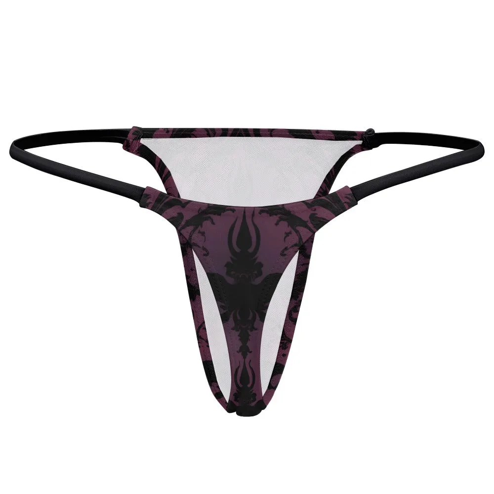 Gothic Purple And Black Thin Thong