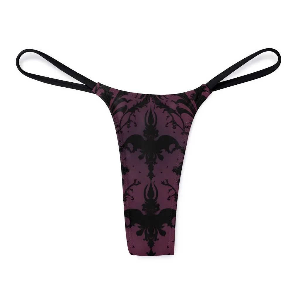 Gothic Purple And Black Thin Thong