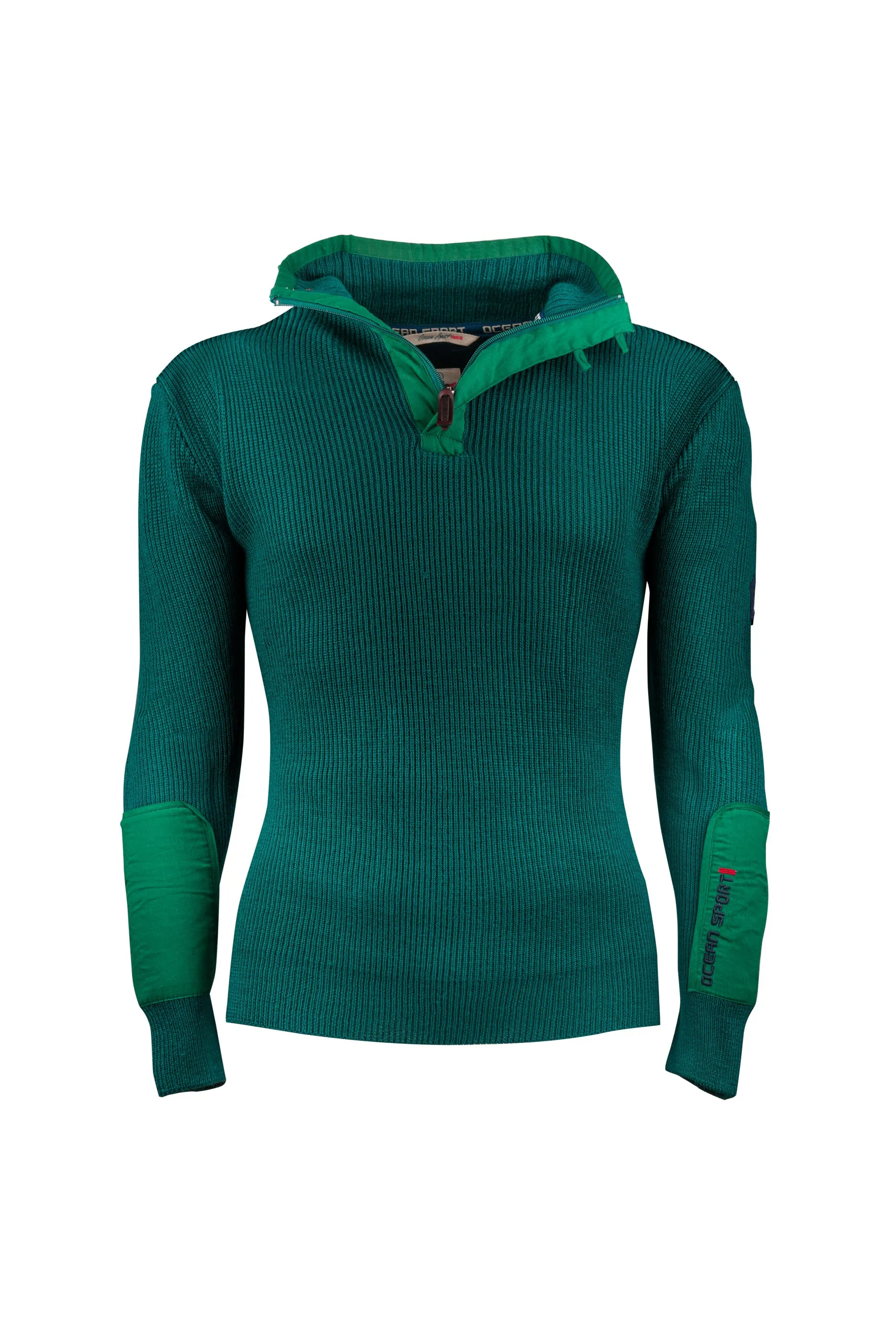 Green Merino Zip-Neck Sweater