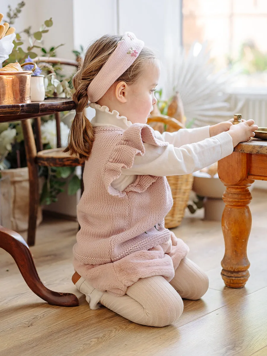 Hebe Embroidered Knitted Vest, Misty Pink