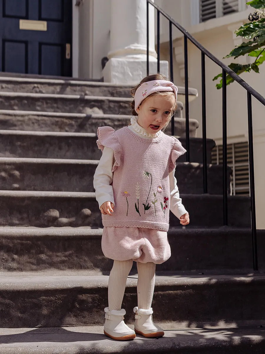 Hebe Embroidered Knitted Vest, Misty Pink