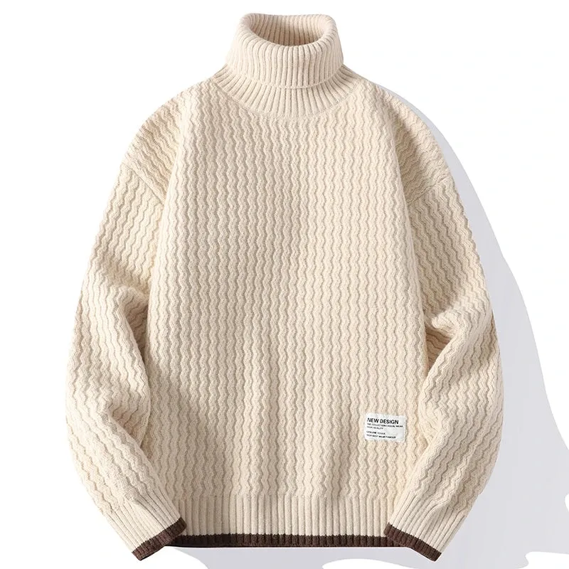 Herbst Winter Roll kragen pullover Männer Mode lose gestrickte Pullover Herren lässig Strick pullover Pullover Mann Streetwear Strickwaren