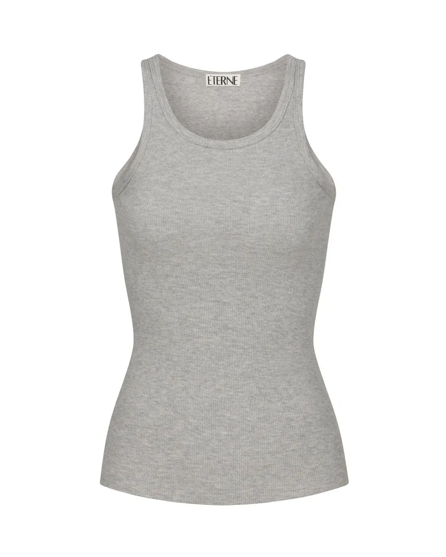 High Neck Fitted Tank Heather Grey
