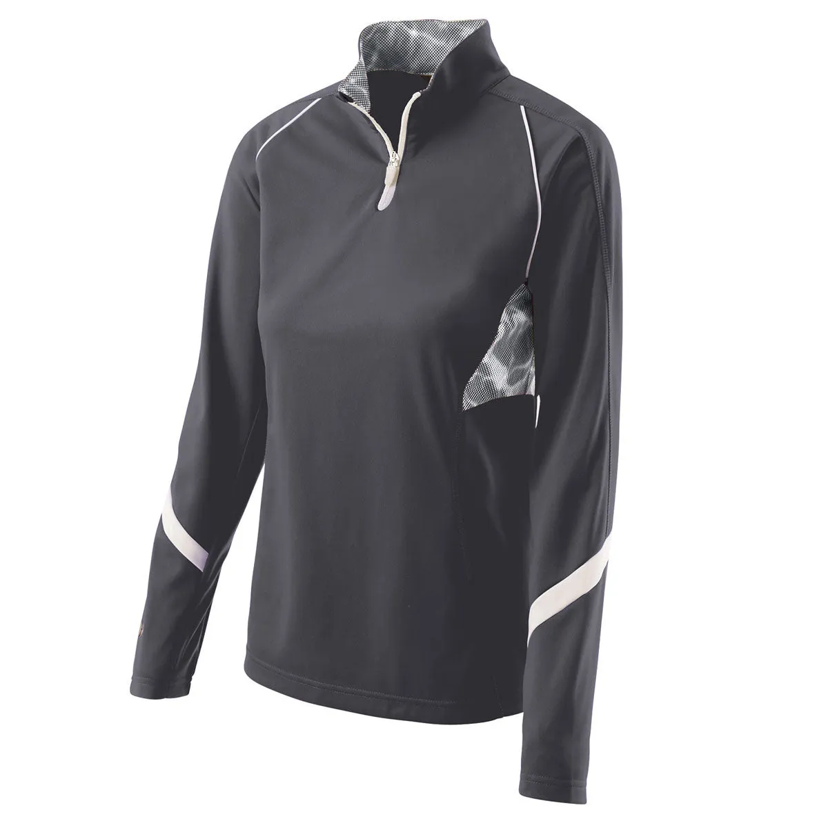Holloway Women's Graphite/White Quarter Zip Tenacity Pullover