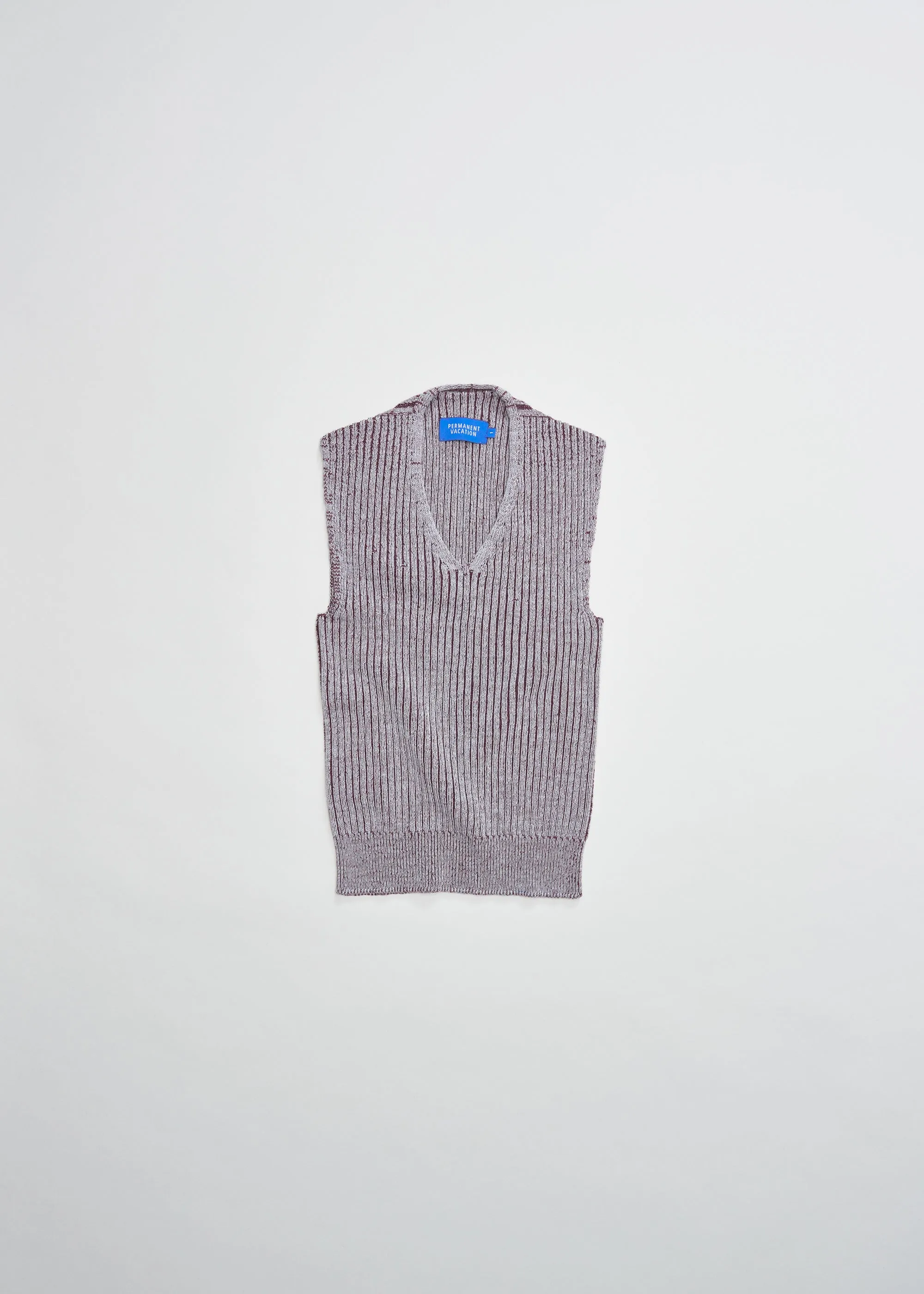 Hybrid Knitted Vest ~ Vapour/Garnet