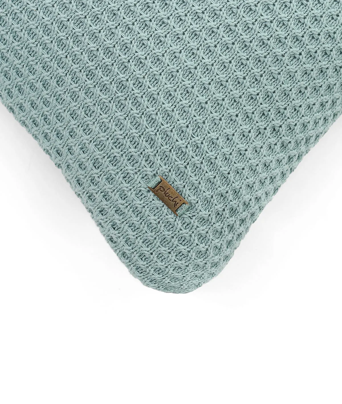 Kelly Fusion Dull Blue Cotton Knitted Decorative 18 X 18 Inches Cushion Cover