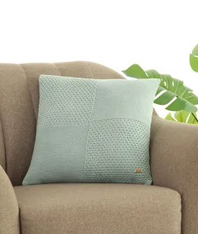 Kelly Fusion Dull Blue Cotton Knitted Decorative 18 X 18 Inches Cushion Cover