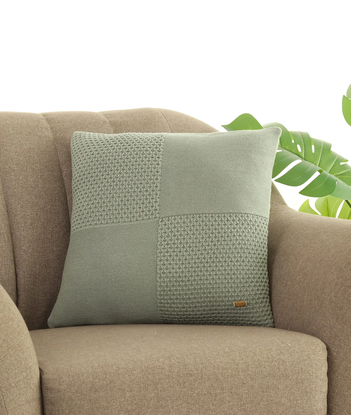 Kelly Fusion Ryegrass Cotton Knitted Decorative 18 X 18 Inches Cushion Cover