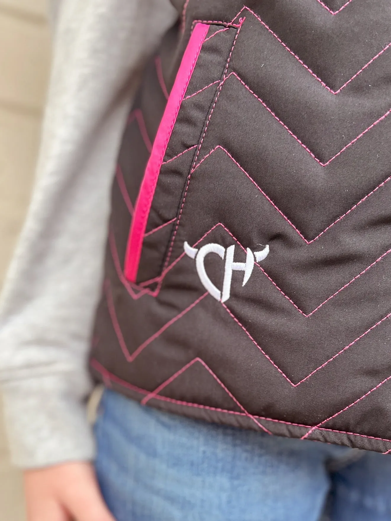 Kids Horse Quilted Black Vest
